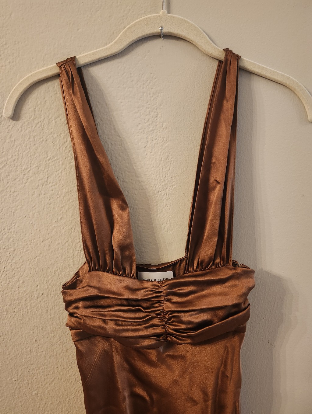 Two Bodies Kasey Dress In Mocha, Xxs, Silk — image 3 of 7